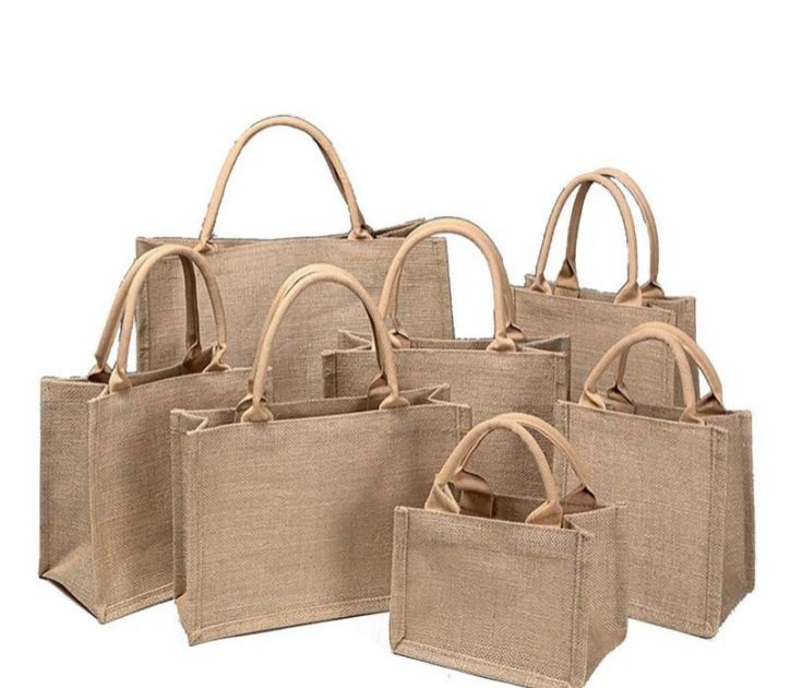 Custom Large Waterproof Jute Burlap Tote Bag With Handles