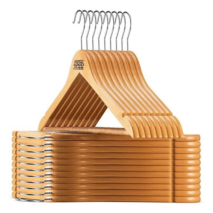 Solid Wooden Suit Clothes Hangers with Pants Bar