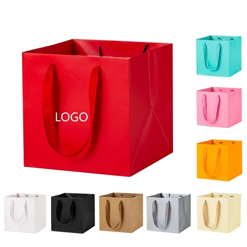 8 Inch Square Bottom Paper Bag With Handle